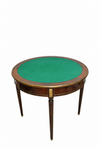 Louis XVI-Style Demi-Lune Folding Games Table — original opened green playing surface