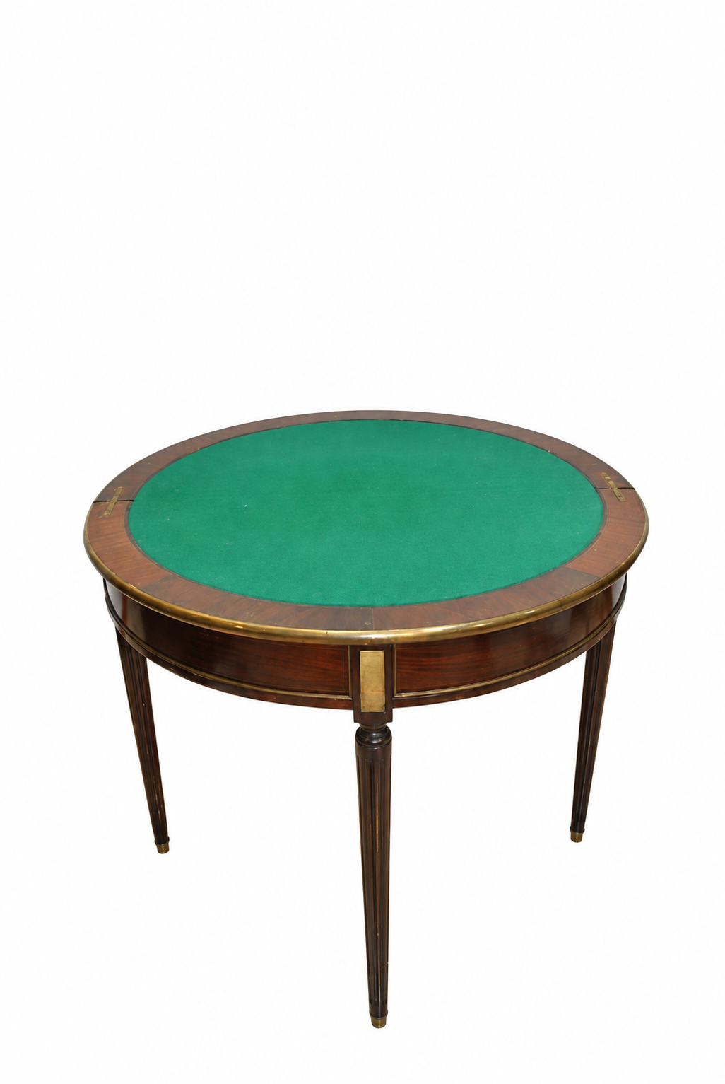 Louis XVI-Style Demi-Lune Folding Games Table — original opened green playing surface
