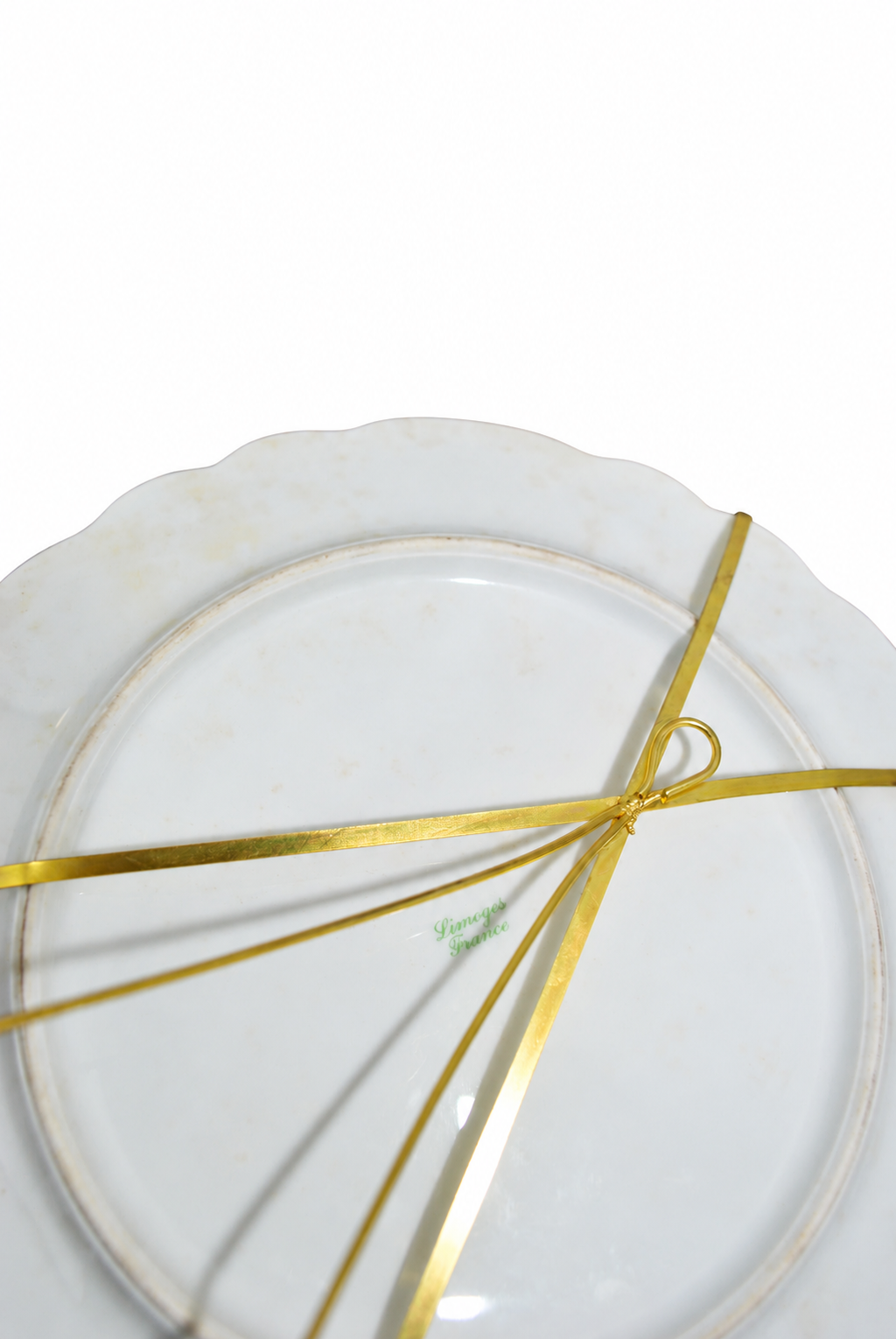 Limoges Porcelain Plate with Romantic Scene — original underside and maker marking