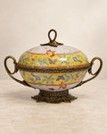 Yellow Floral Porcelain Covered Bowl